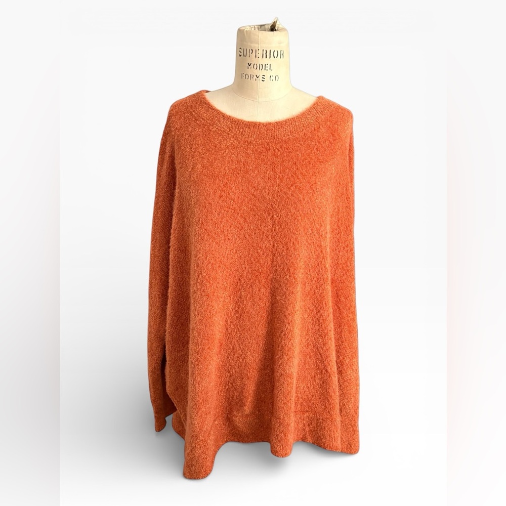 Cozy Soft‎ Orange Knit Sweater Oversized Womens Size Med Cottagecore